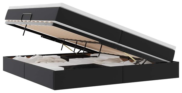 Krevet s madracem i skladištem Crna 200 x 200 cm Lažna koža - Crna / 200 x 200 cm