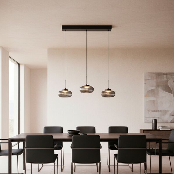 JUST LIGHT. GmbH LED viseća svjetiljka Noctis, 3 žarulje, dimljeno siva, staklo, prigušiva,, prigušiva, Sivo, Dnevni boravak/blagovaonica, Staklo