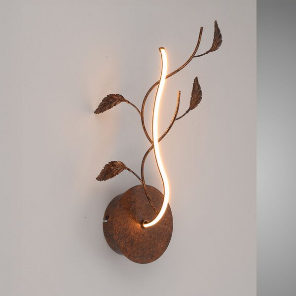 JUST LIGHT. GmbH Zidna LED svjetiljka Aurelia, hrđavo smeđa, metal, 2.700 K, Smeđa / hrđa, Dnevni boravak/blagovaonica, Metal