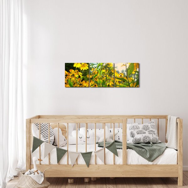 Slika žutog cvijeća (sa satom) (90x30 cm)