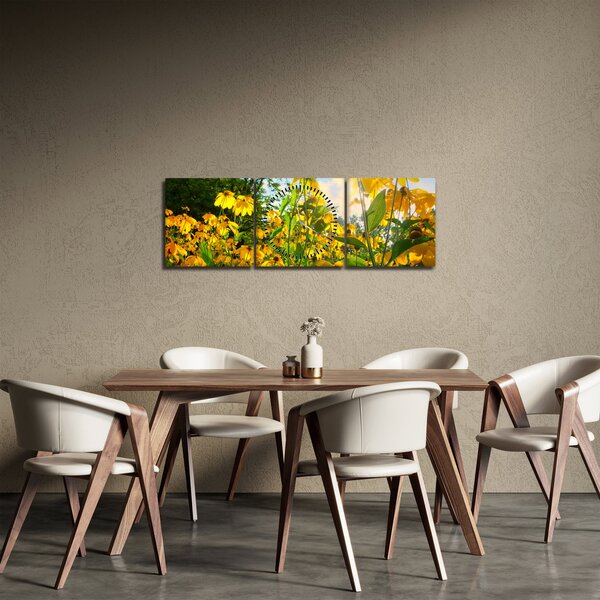 Slika žutog cvijeća (sa satom) (90x30 cm)