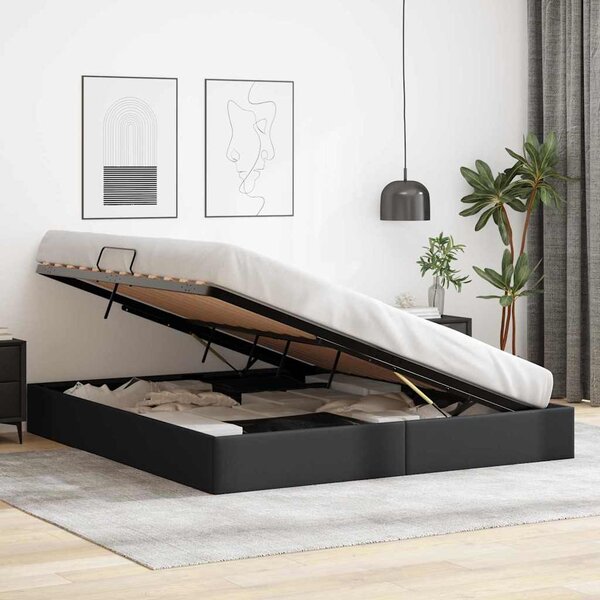 Krevet s od storage s pohranom Crna 183 x 213 cm Umjetna koža - Crna / 183 x 213 cm