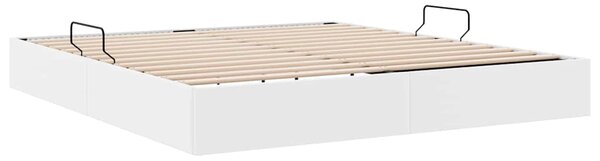 Krevet s od storage Čista bijela 183 x 213 cm Umjetna koža - Bijela / 183 x 213 cm