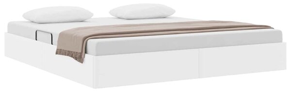 Krevet s od storage Čista bijela 183 x 213 cm Umjetna koža - Bijela / 183 x 213 cm