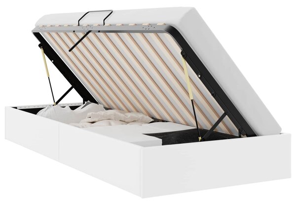 Krevet s od storage Čista bijela 100 x 190 cm Umjetna koža - Bijela / 100 x 190 cm