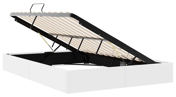 Krevet s od storage Čista bijela 137 x 190 cm Umjetna koža - Bijela / 137 x 190 cm