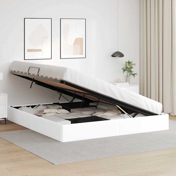 Krevet s od storage Čista bijela 183 x 213 cm Umjetna koža - Bijela / 183 x 213 cm