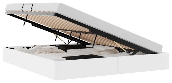 Krevet s od storage Čista bijela 183 x 213 cm Umjetna koža - Bijela / 183 x 213 cm