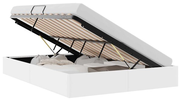 Krevet s od storage Čista bijela 137 x 190 cm Umjetna koža - Bijela / 137 x 190 cm
