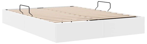 Krevet s od storage Čista bijela 137 x 190 cm Umjetna koža - Bijela / 137 x 190 cm