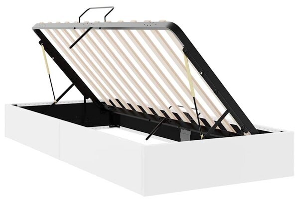 Krevet s od storage Čista bijela 100 x 190 cm Umjetna koža - Bijela / 100 x 190 cm