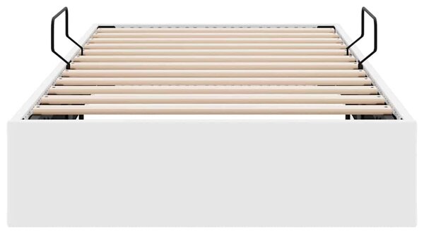 Krevet s od storage Čista bijela 100 x 190 cm Umjetna koža - Bijela / 100 x 190 cm