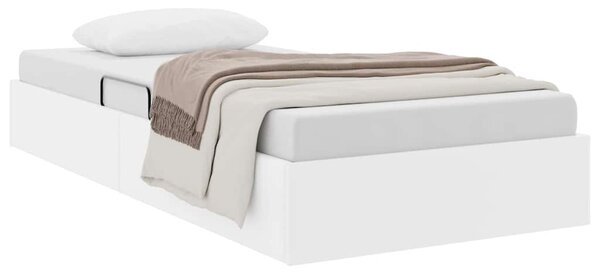 Krevet s od storage Čista bijela 100 x 190 cm Umjetna koža - Bijela / 100 x 190 cm