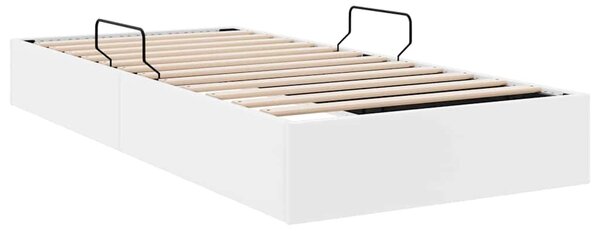 Krevet s od storage Čista bijela 100 x 190 cm Umjetna koža - Bijela / 100 x 190 cm