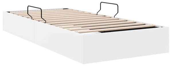 Krevet s od storage Čista bijela 100 x 190 cm Umjetna koža - Bijela / 100 x 190 cm