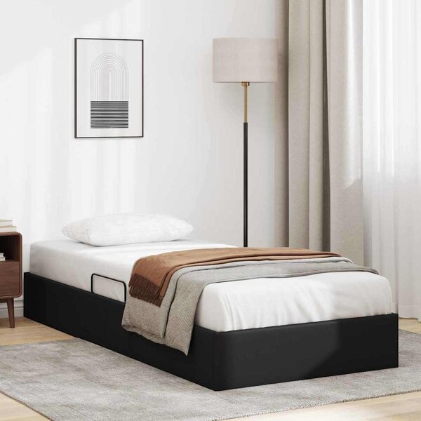Krevet s od storage s pohranom Crna 100 x 190 cm Umjetna koža - Crna / 100 x 190 cm