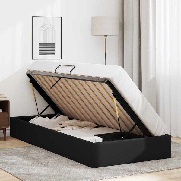 Krevet s od storage s pohranom Crna 100 x 190 cm Umjetna koža - Crna / 100 x 190 cm
