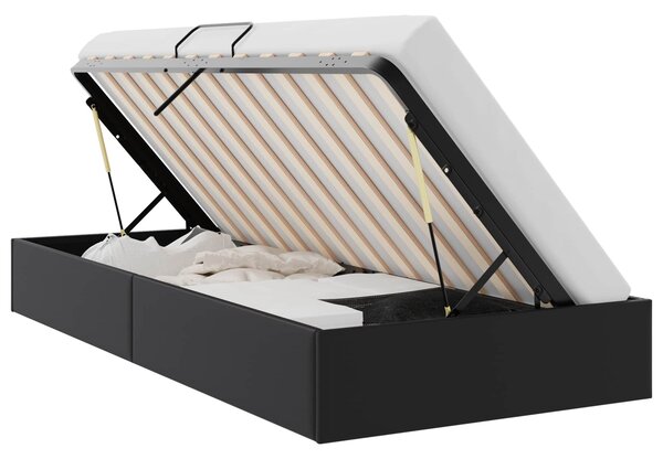 Krevet s od storage s pohranom Crna 100 x 190 cm Umjetna koža - Crna / 100 x 190 cm
