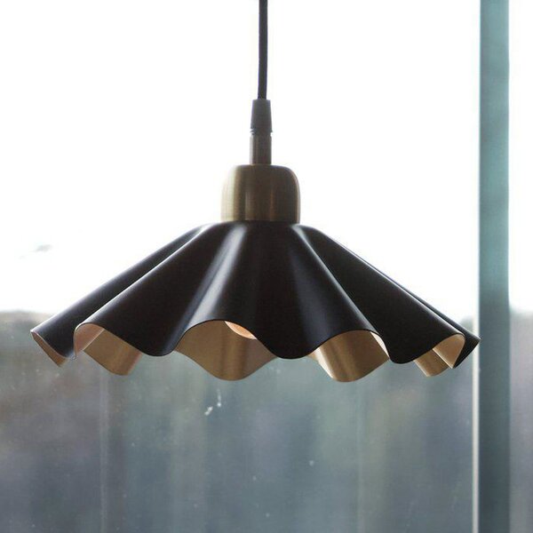 PR Home Aira mala viseća svjetiljka, crna/mesing, Ø 25 cm, s utikačem, Crno, Dnevni boravak/blagovaonica, Metal