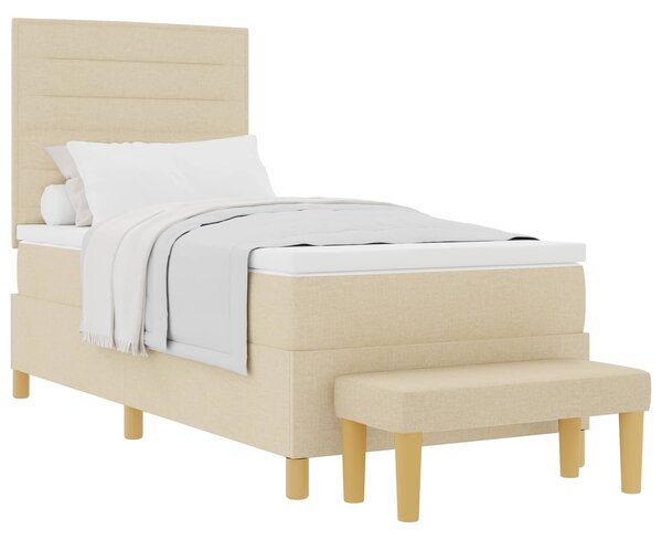 Krevet s opruga kutije s jastukom Krema 200 x 90 cm tkanina - Krem / 200 x 90 cm