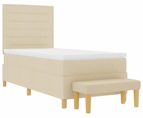 Krevet s opruga kutije s jastukom Krema 200 x 90 cm tkanina - Krem / 200 x 90 cm