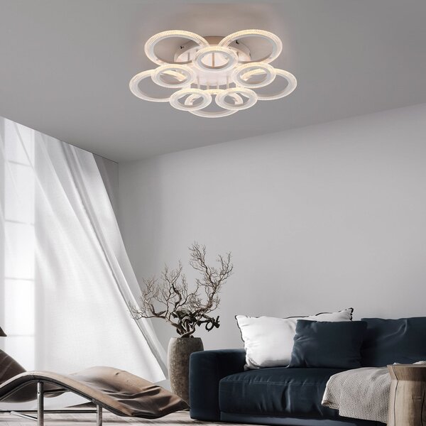 JUST LIGHT. GmbH LED stropna svjetiljka Crystallo, okrugla, bijela, željezna, 3.000 K, Bijela, Dnevni boravak/blagovaonica, Metal
