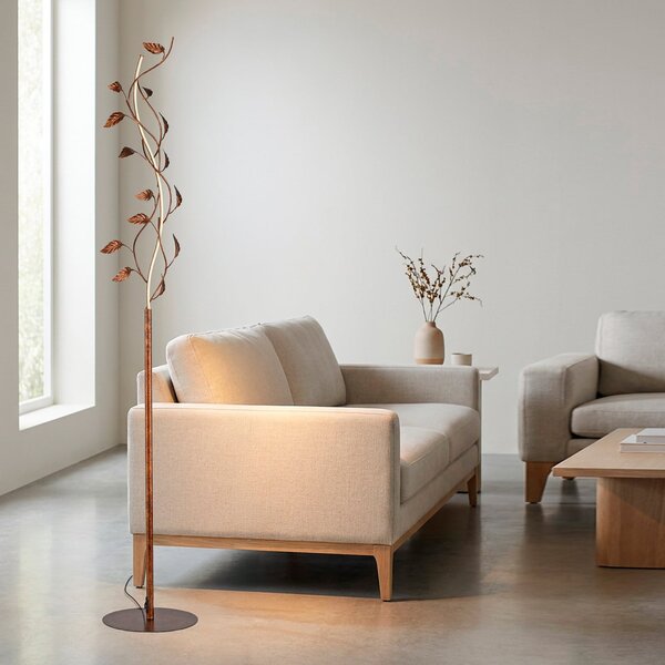 JUST LIGHT. GmbH Podna lampa Aurelia LED, hrđavo smeđa, metal, 2.700 K, prigušivač, prigušiva, Smeđa / hrđa, Dnevni boravak/blagovaonica, Metal