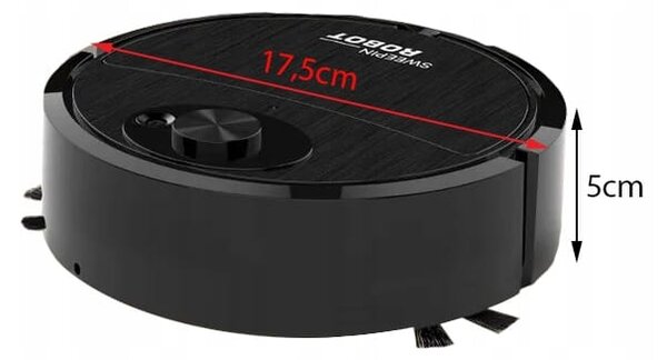 ACA. Robotsko usisavač 2 Metlice USB Black Swithin Robot
