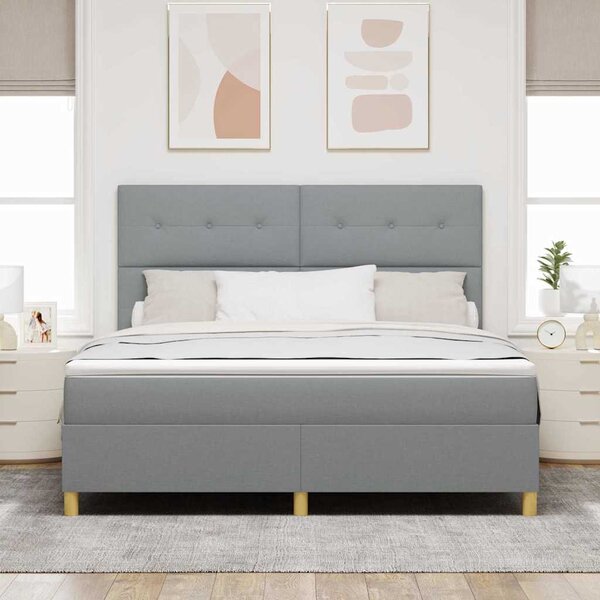 LED Box Spring Krevet Svijetlo siva 180 x 200 cm tkanina - Svjetlosiva / 180 x 200 cm