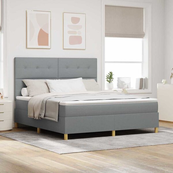 LED Box Spring Krevet Svijetlo siva 180 x 200 cm tkanina - Svjetlosiva / 180 x 200 cm