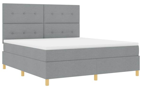 LED Box Spring Krevet Svijetlo siva 180 x 200 cm tkanina - Svjetlosiva / 180 x 200 cm