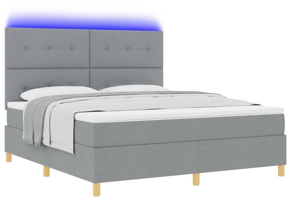 LED Box Spring Krevet Svijetlo siva 180 x 200 cm tkanina - Svjetlosiva / 180 x 200 cm