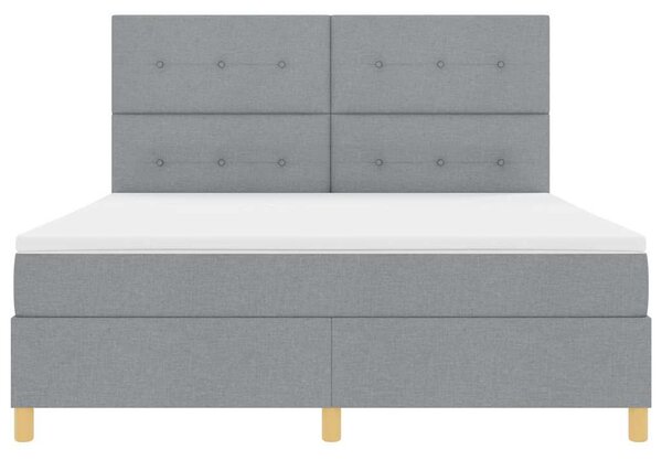LED Box Spring Krevet Svijetlo siva 180 x 200 cm tkanina - Svjetlosiva / 180 x 200 cm