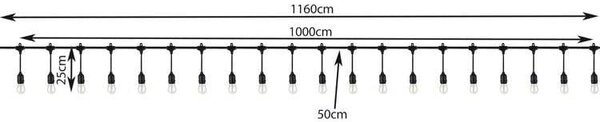 LED vanjski ukrasni vijenac 10m ip44 topla bijela - 1443489