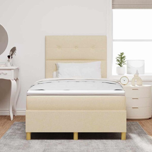 LED Box Spring Krevet s uzglavljem Krema 120 x 200 cm tkanina - Krem / 120 x 200 cm