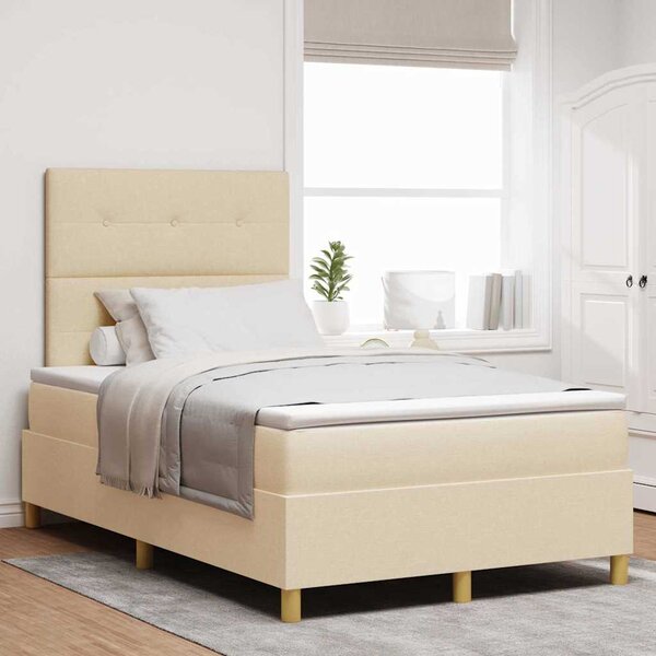 LED Box Spring Krevet s uzglavljem Krema 120 x 200 cm tkanina - Krem / 120 x 200 cm