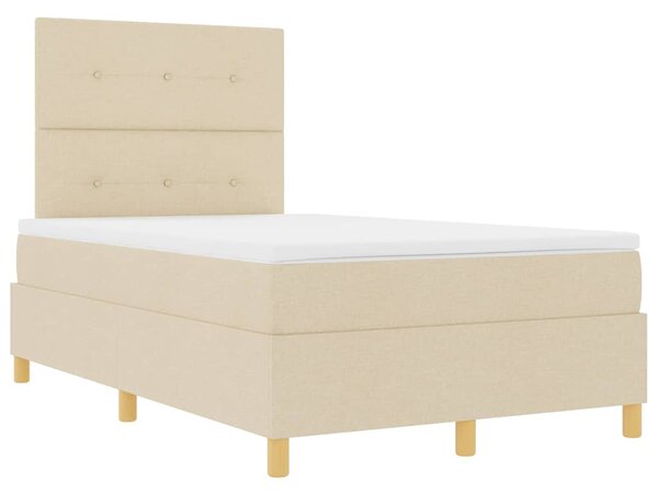 LED Box Spring Krevet s uzglavljem Krema 120 x 200 cm tkanina - Krem / 120 x 200 cm