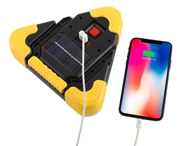 Baterija solarna vođena upozorenje trokut i banka za napajanje USB