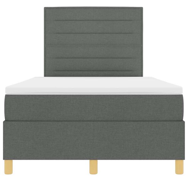 LED Box Spring Krevet Tamno siva 120 x 200 cm tkanina - Siva / 120 x 200 cm