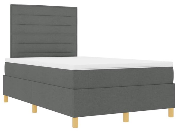 LED Box Spring Krevet Tamno siva 120 x 200 cm tkanina - Siva / 120 x 200 cm