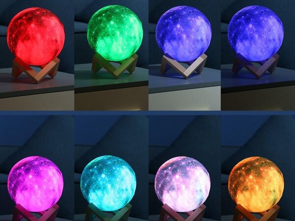 Baterija LED RGB 3D Mjesec s daljinskim upravljačem od 19 cm