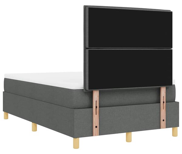 LED Box Spring Krevet Tamno siva 120 x 200 cm tkanina - Siva / 120 x 200 cm
