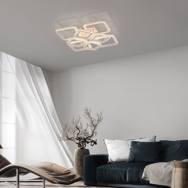 JUST LIGHT. GmbH LED stropna svjetiljka Crystallo, četvrtasta, bijela, željezna, 3.000 K, Bijela, Dnevni boravak/blagovaonica, Metal