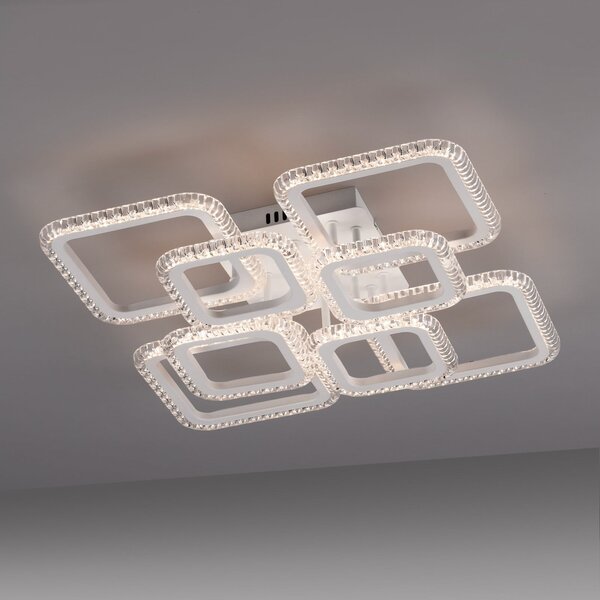 JUST LIGHT. GmbH LED stropna svjetiljka Crystallo, četvrtasta, bijela, željezna, 3.000 K, Bijela, Dnevni boravak/blagovaonica, Metal