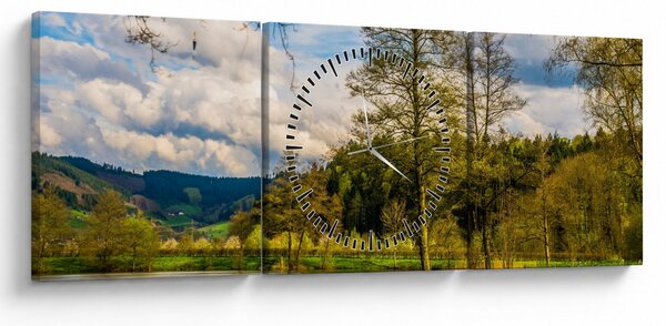 Slika čamca uz jezero (sa satom) (90x30 cm)