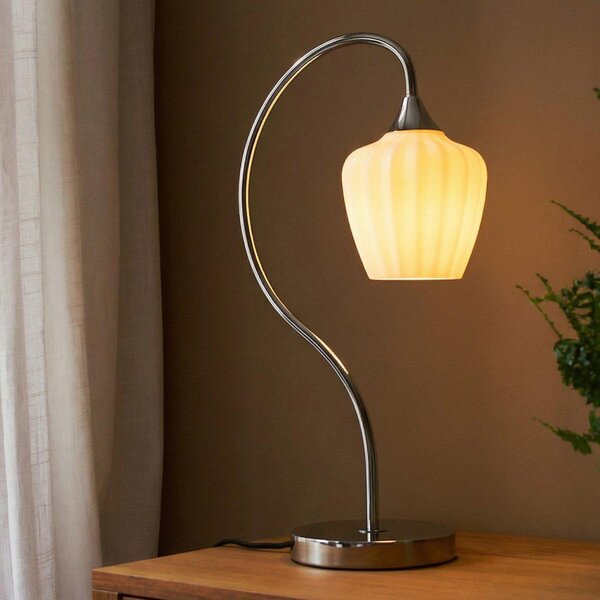 PR Home Amalfi stolna lampa, bijela/krom, visina 51 cm, staklo, E14, Bijela, Područje hodnika, Metal, Stojeći kišobran za stol