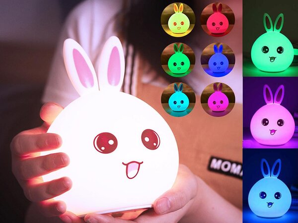 LED RGB RGB bežična mekana dječja svjetla Touch 1200mah USB zeko