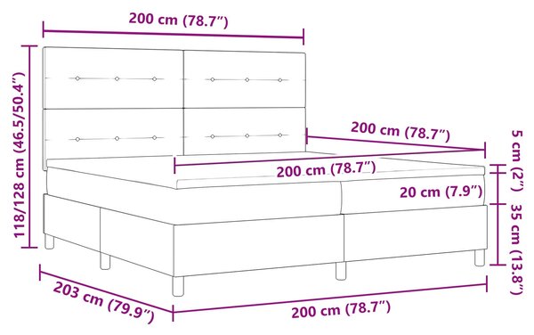 Krevet s opruga kutije s LED trakama Krema 200 x 200 cm tkanina - Krem / 200 x 200 cm
