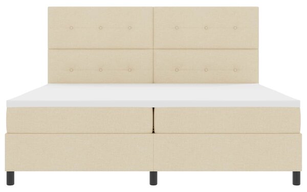 Krevet s opruga kutije s LED trakama Krema 200 x 200 cm tkanina - Krem / 200 x 200 cm