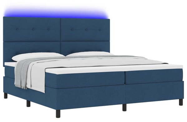 Krevet s opruga kutije s LED trakama Plava 200 x 200 cm tkanina - Plava / 200 x 200 cm